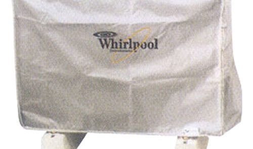 Husă de protecție gri pentru aparate, cu logo-ul Whirlpool vizibil pe față.